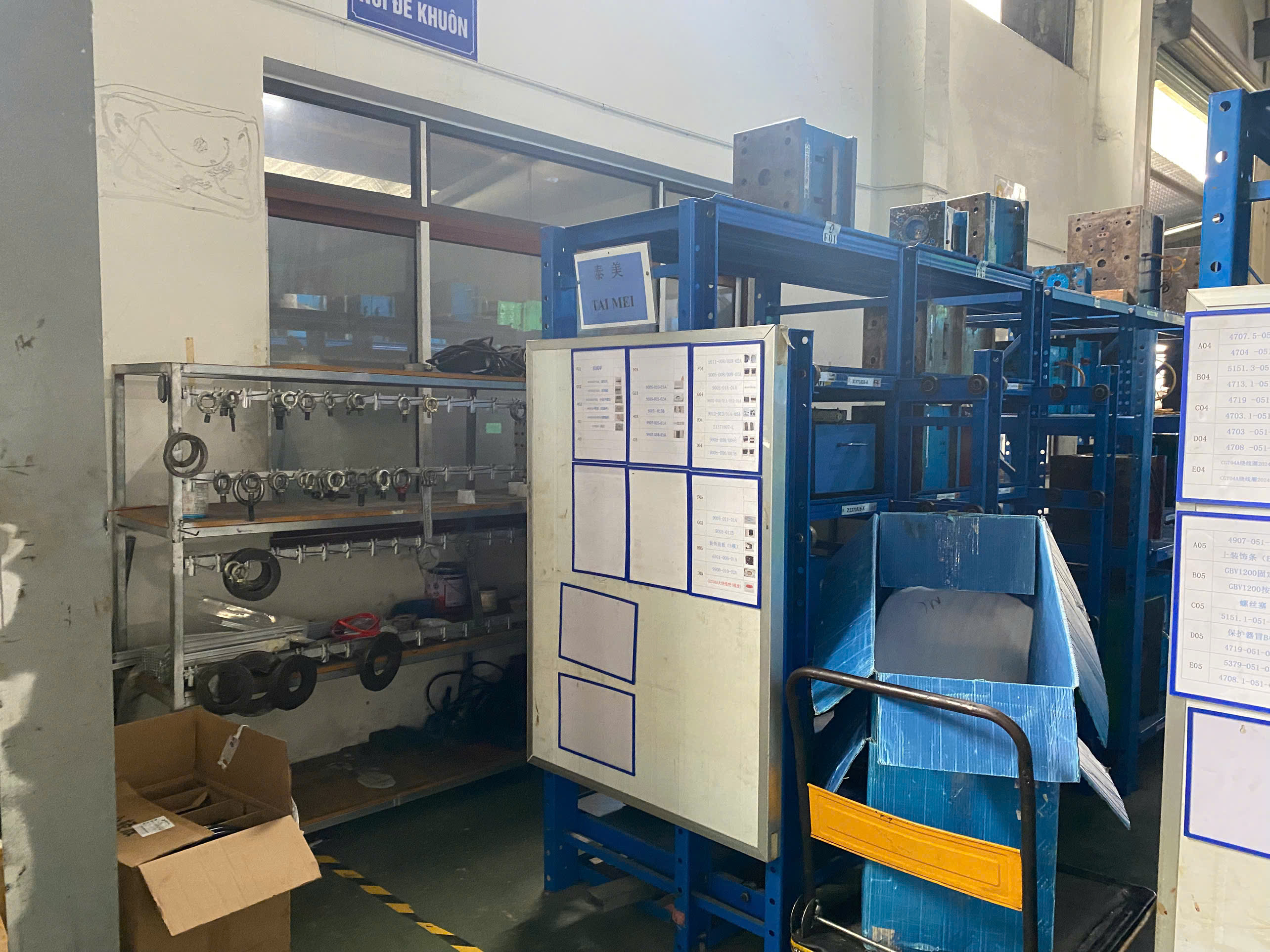 Mold storage rack and tool cabinets in maintenance area.jpg